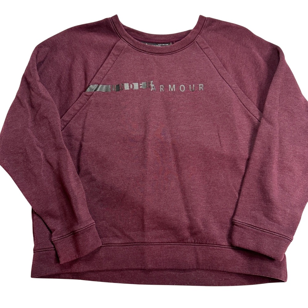 Under Armour Loose Fit Crewneck Sweatshirt Men's Medium Burgundy Fleece Pullover